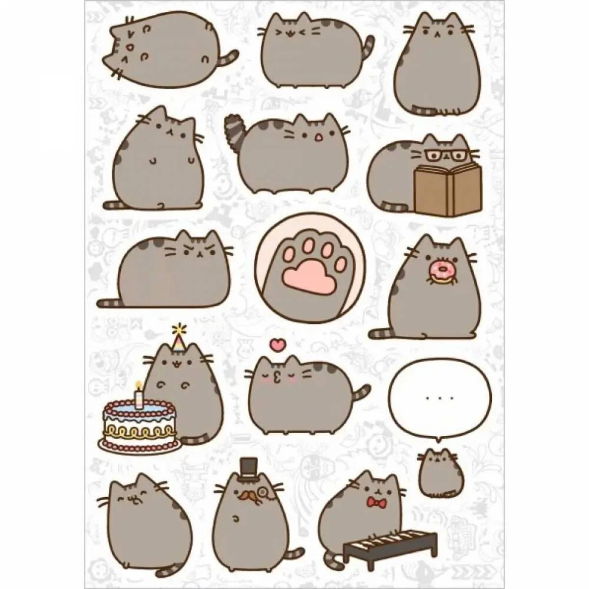 Раскраска изысканные наклейки pusheen