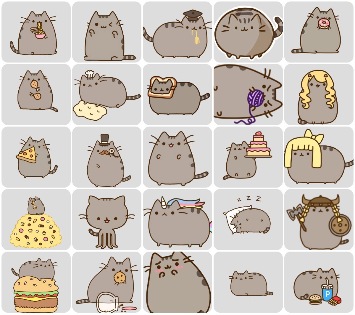 Coloring funny pusheen stickers