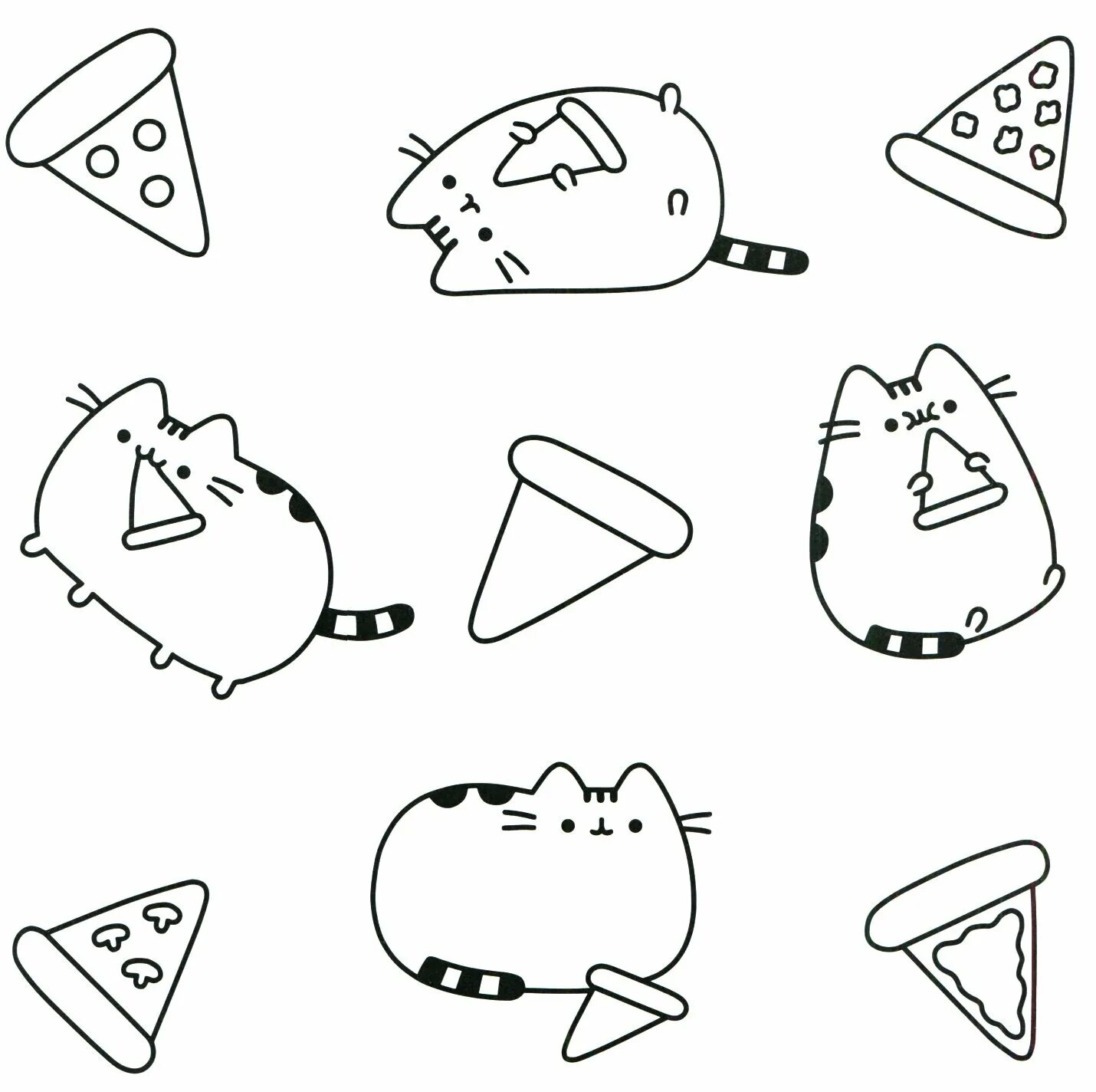 Attractive pusheen sticker coloring page