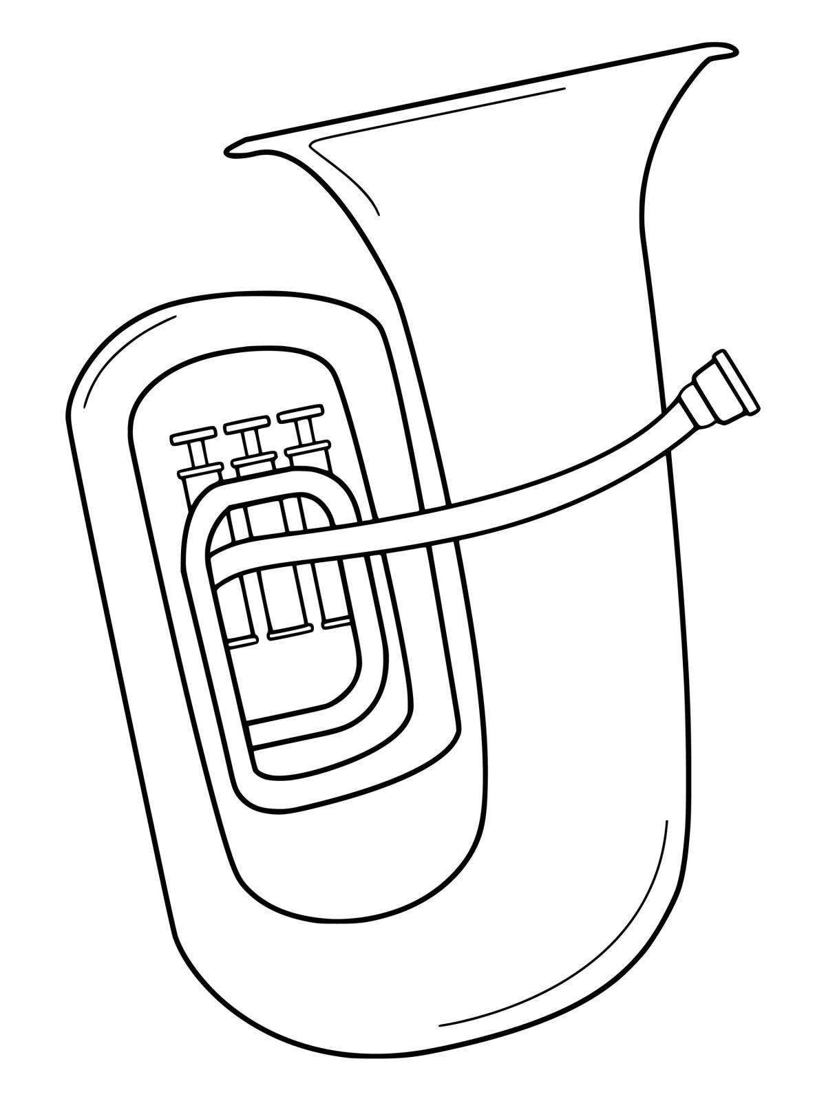Colourful wind instruments coloring book
