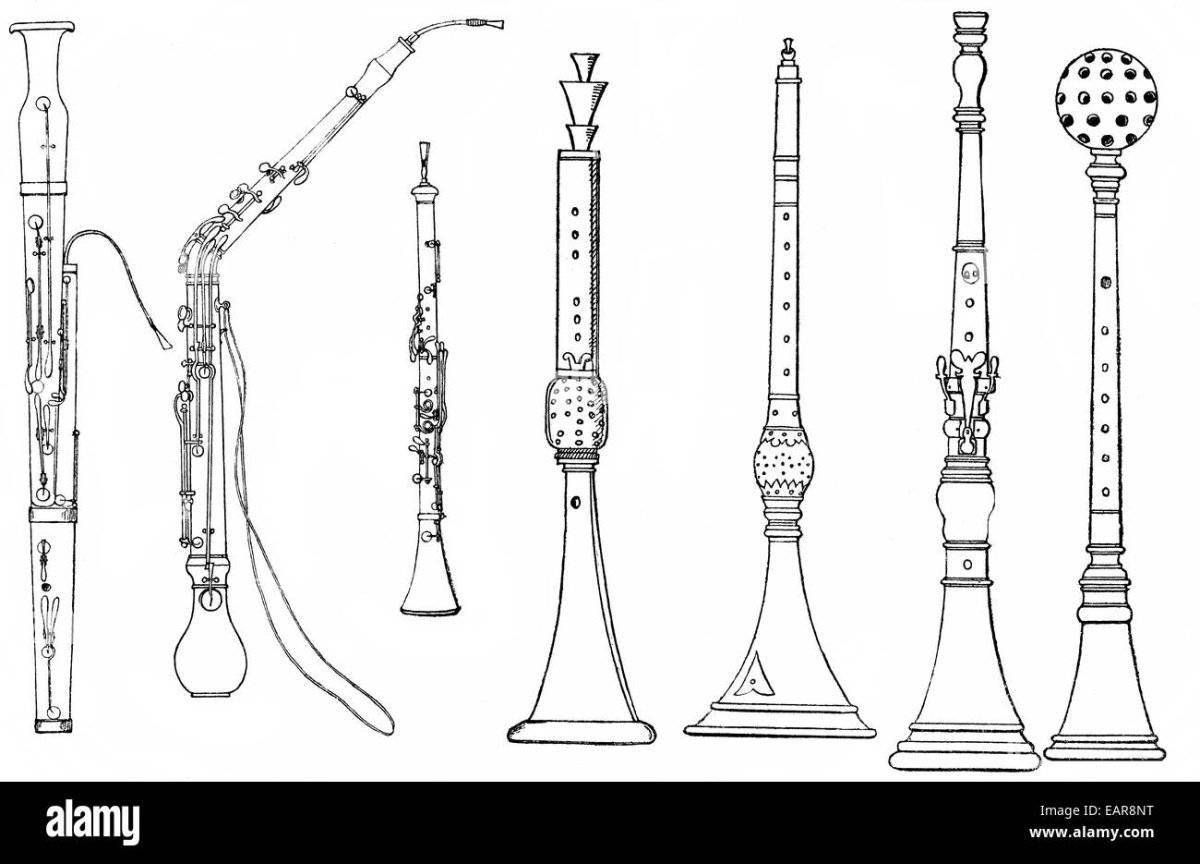 Fine wind instruments coloring book