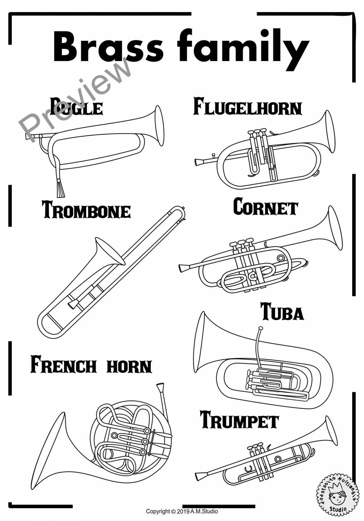 Coloring animated wind instruments