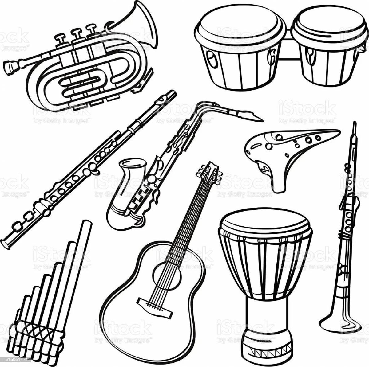 Coloring page attractive wind instruments