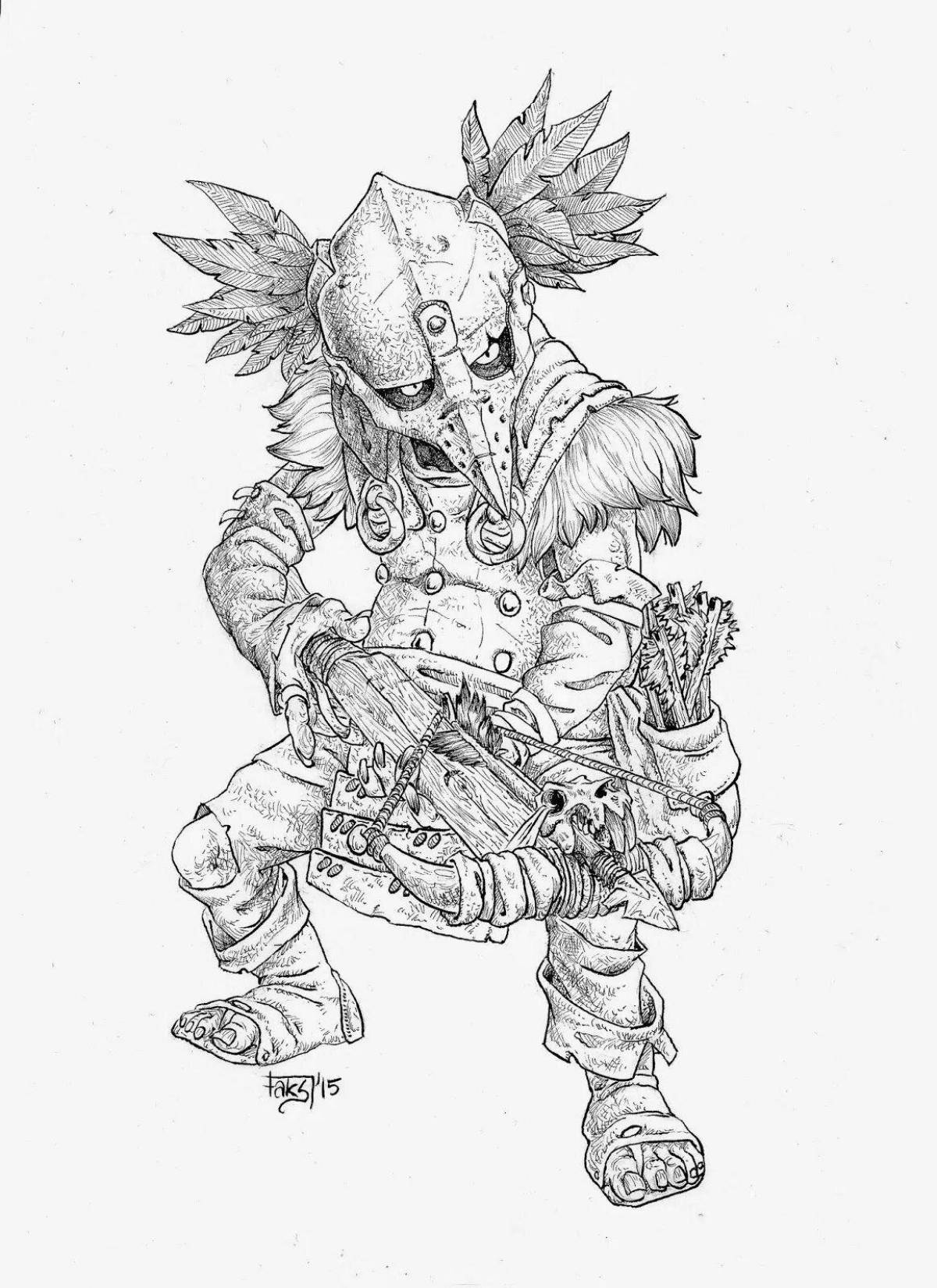 Charm goblin core coloring page