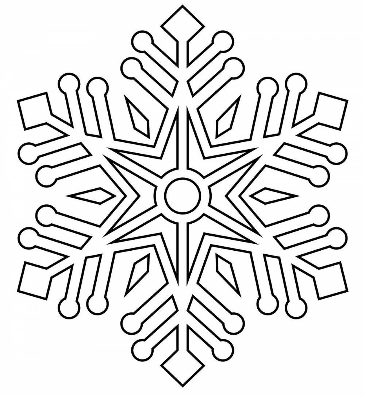 Coloring book playful snowflake drawing