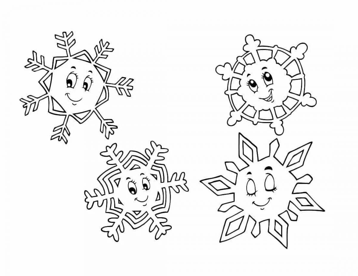 Coloring book harmony pattern of snowflakes