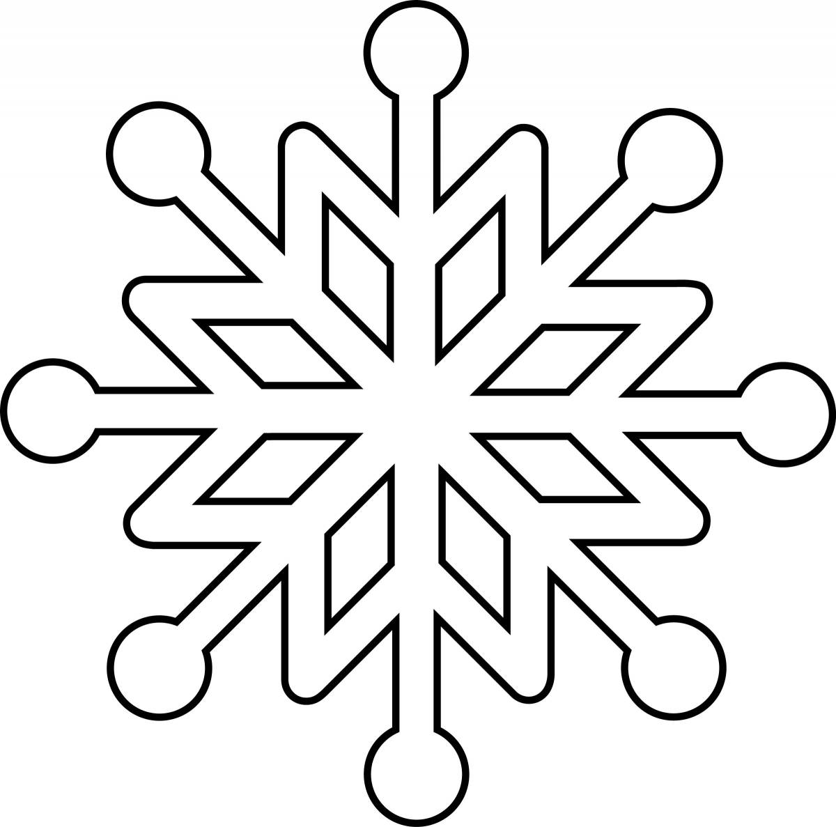 Coloring book dreamy drawing of a snowflake