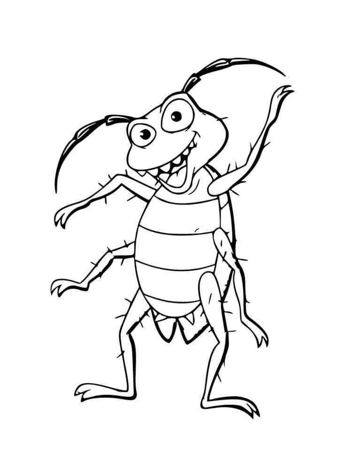 Coloring book cheerful cockroach Chukovsky