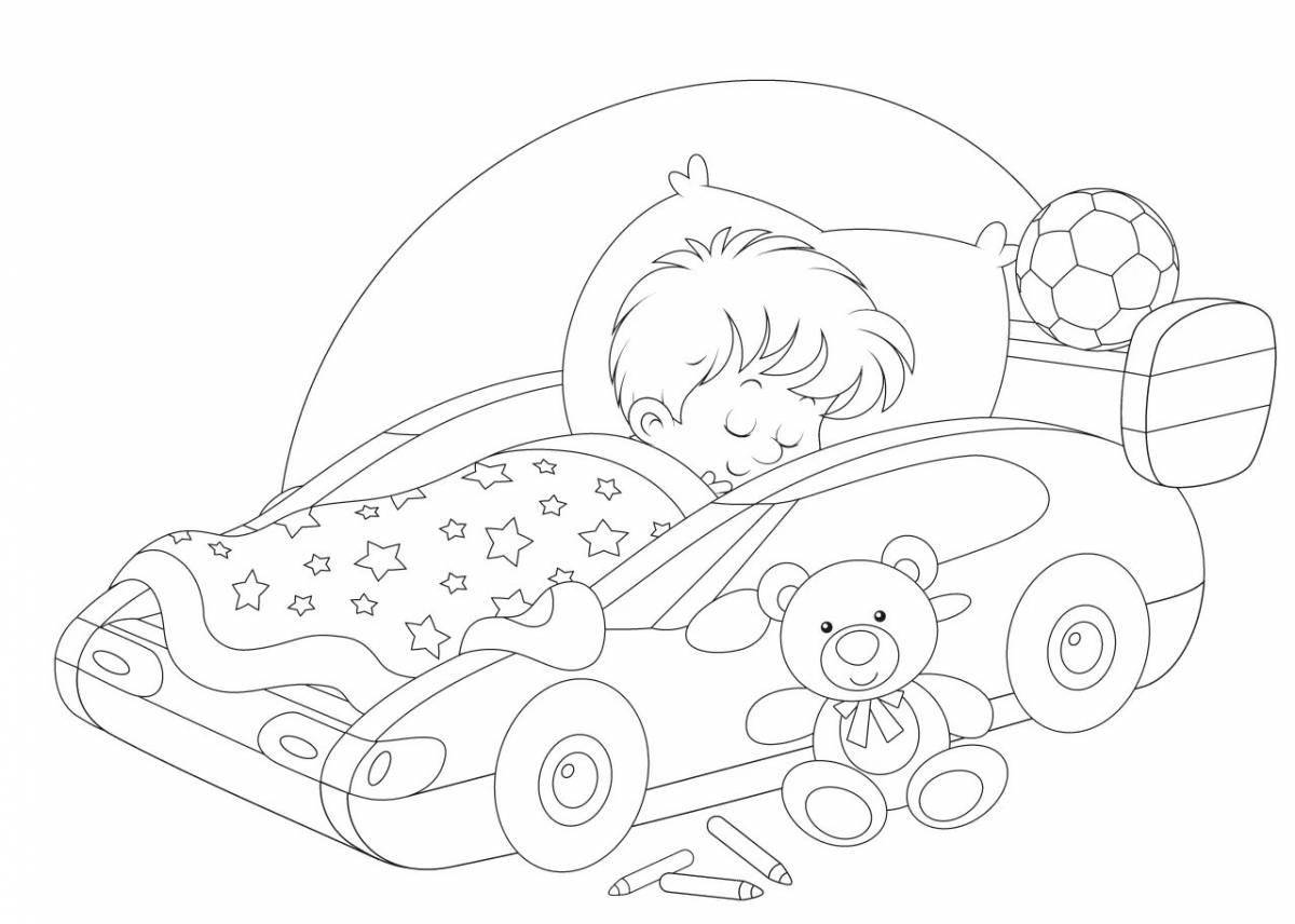 Sleeping coloring book sleeping girl