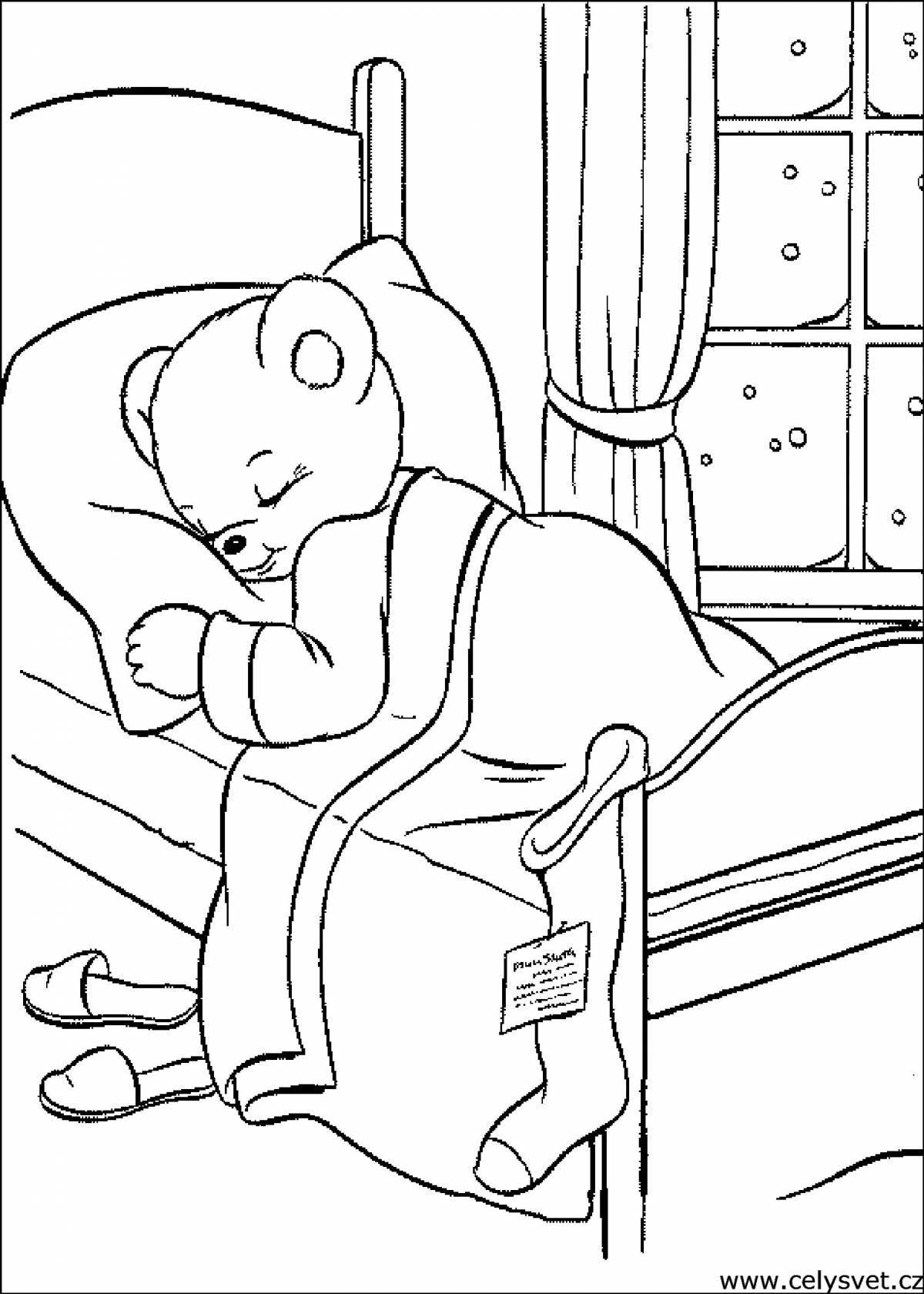 Reassuring coloring book sleeping girl