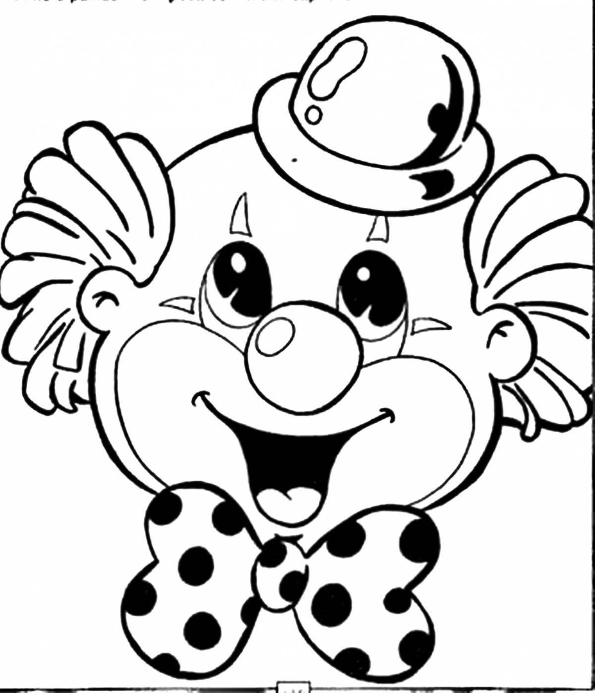 Playful clown head coloring page