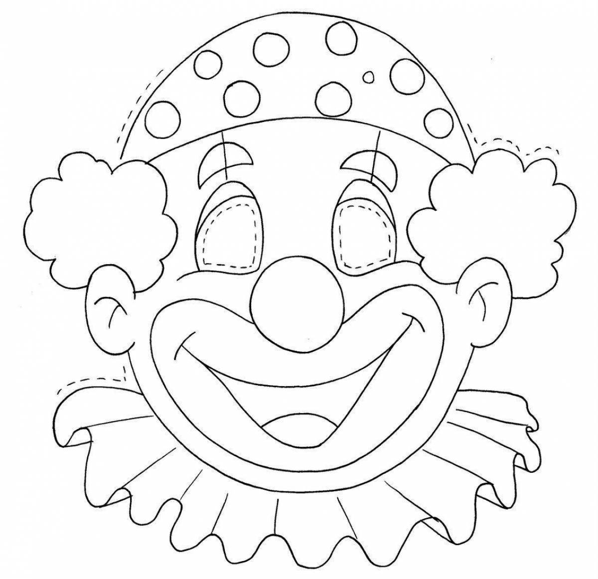 Fun clown head coloring page