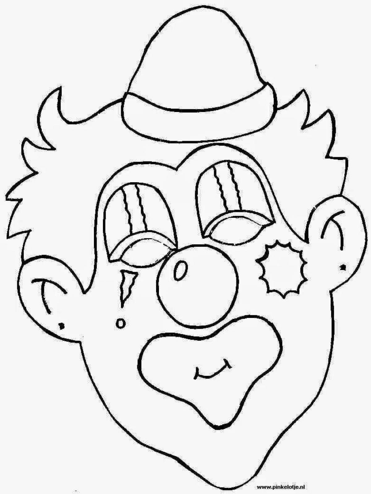 Coloring pages clown head with crazy color