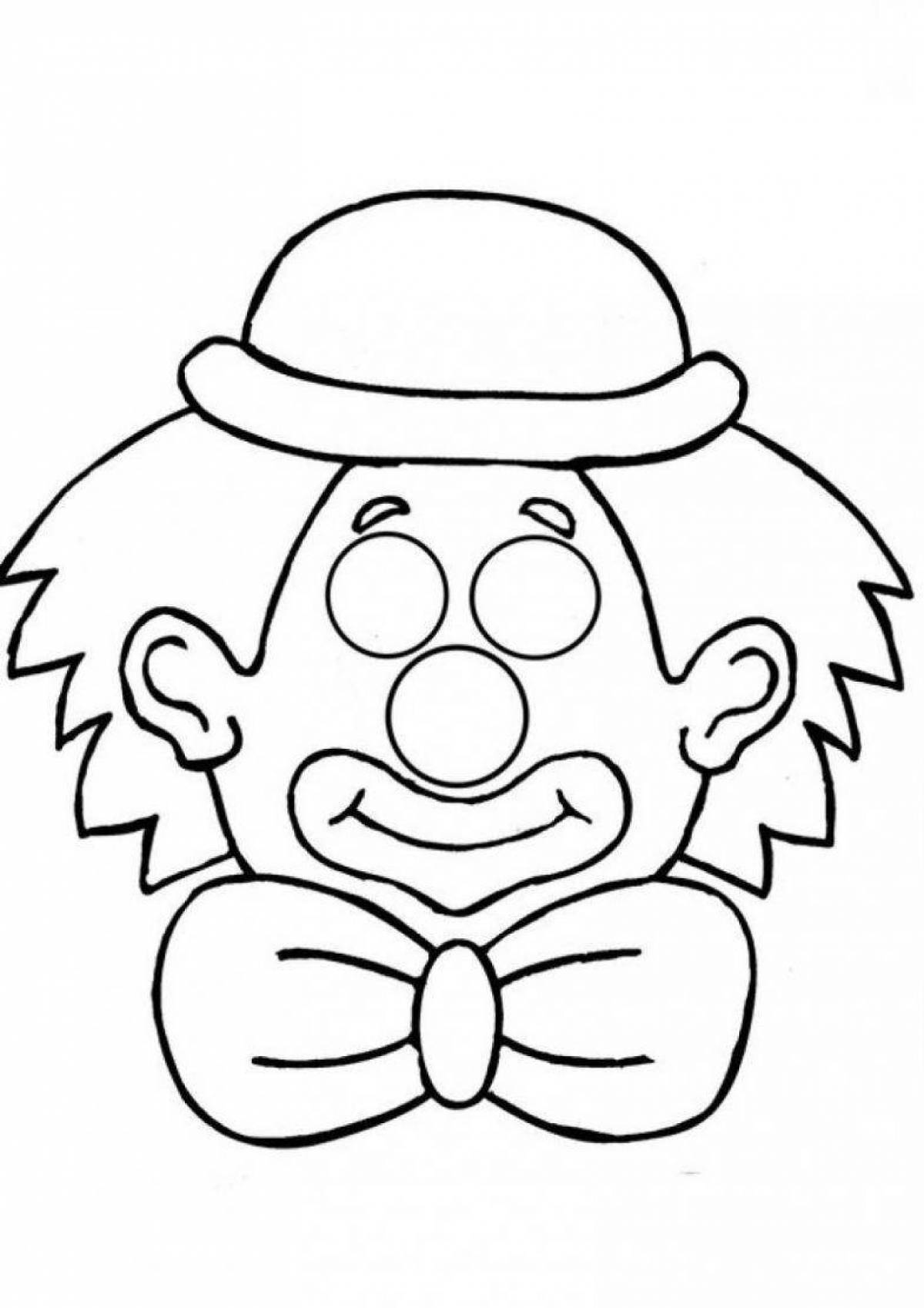 Colorful bright clown head coloring page