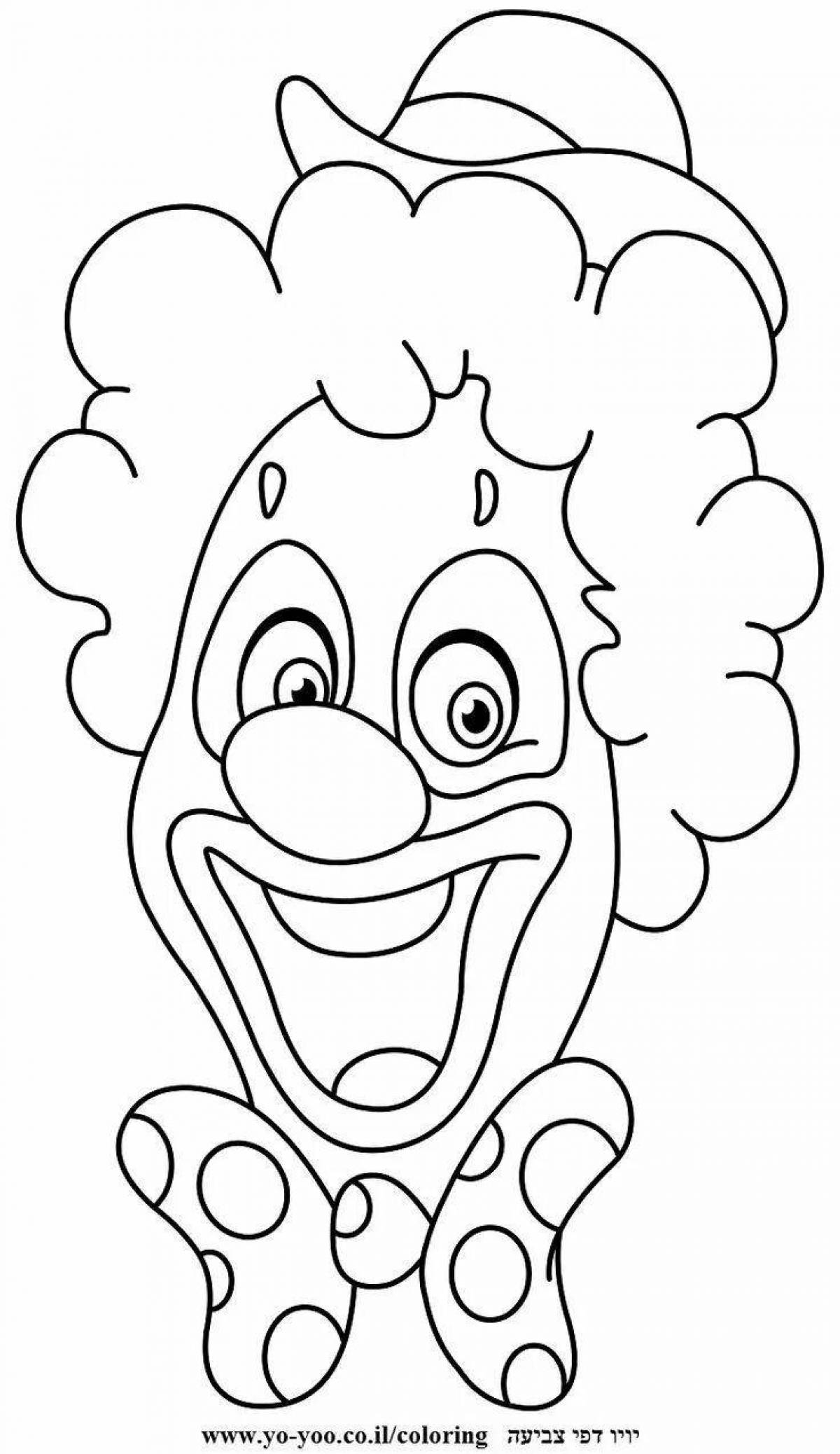 Colorful dazzling clown head coloring page