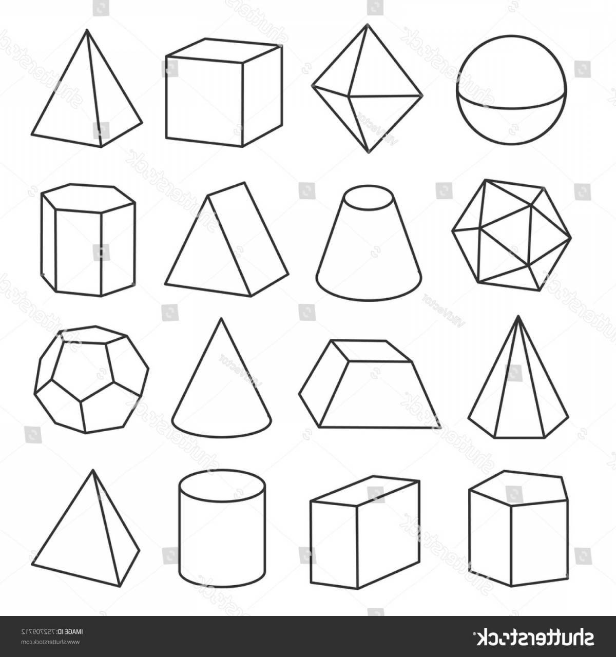 Coloring page of complex 3D shape