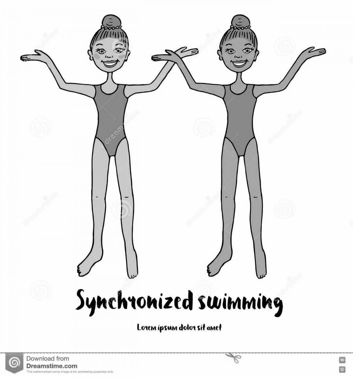 Coloring page impressive synchronized swimming