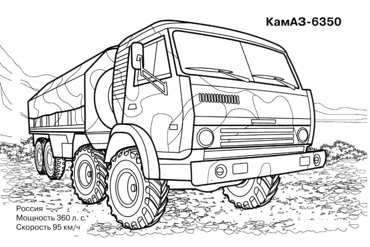 Colorfully decorated KAMAZ 54115 coloring book
