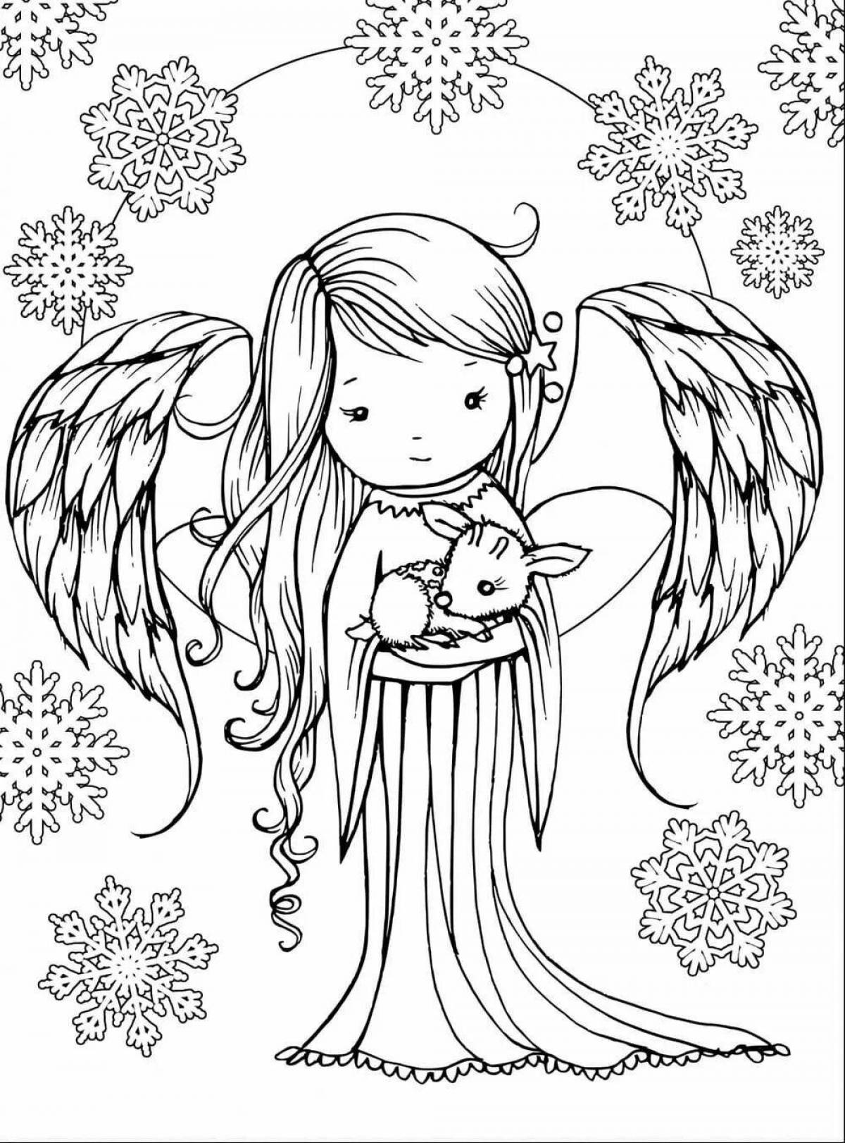 Coloring book charming angel antistress