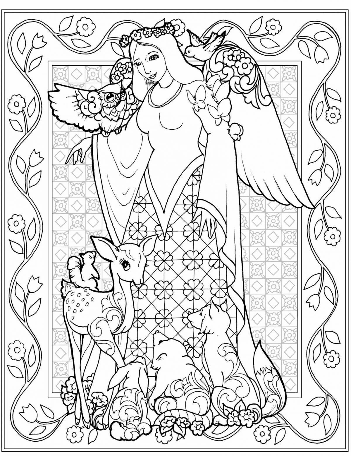 Coloring book peaceful angel antistress