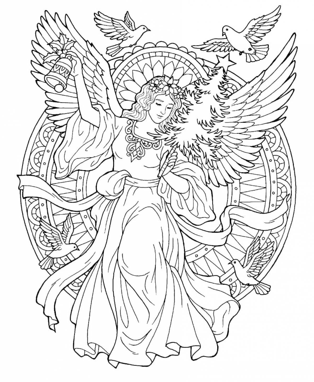 Coloring book charming angel antistress