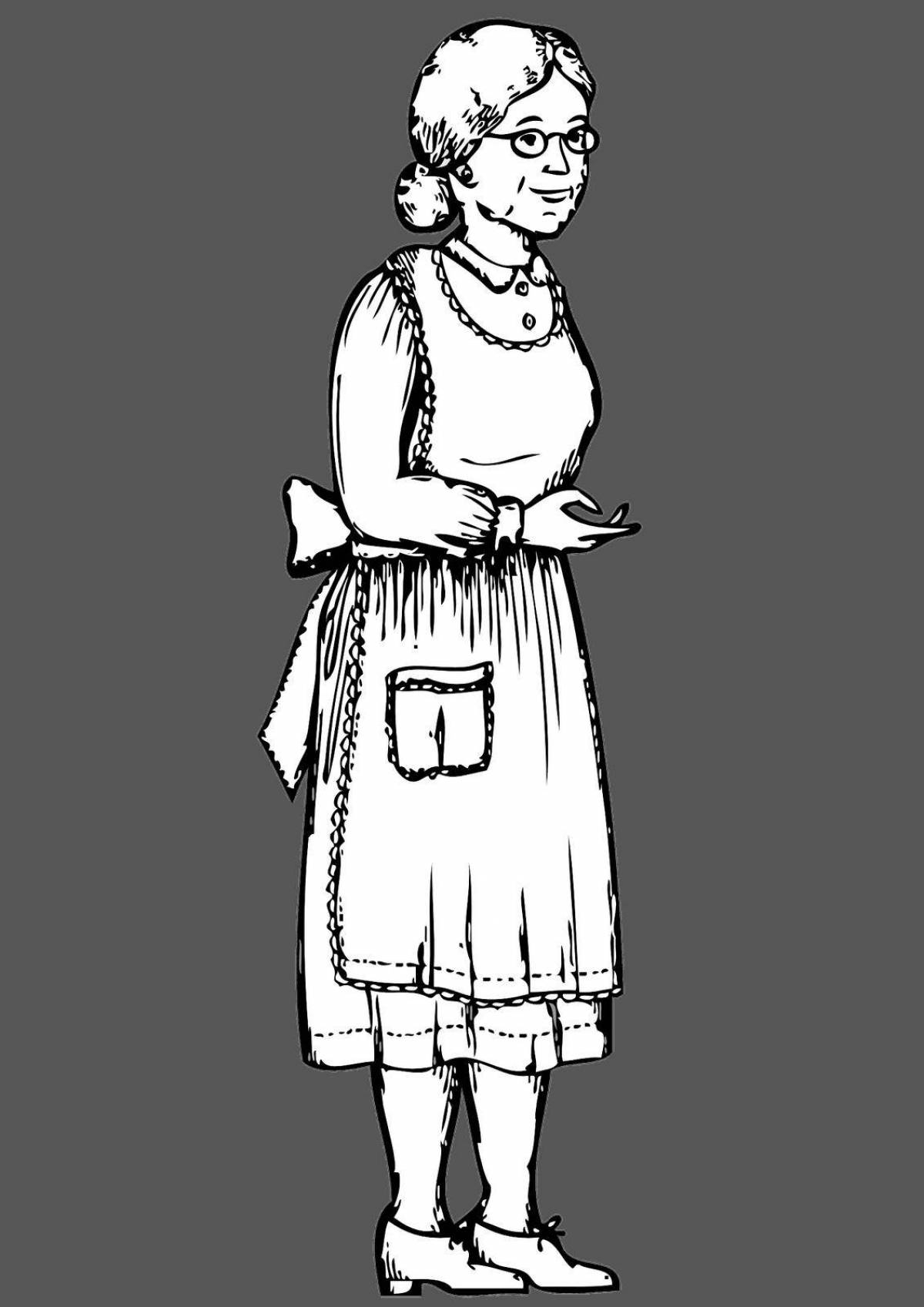 Playful grandmother coloring page