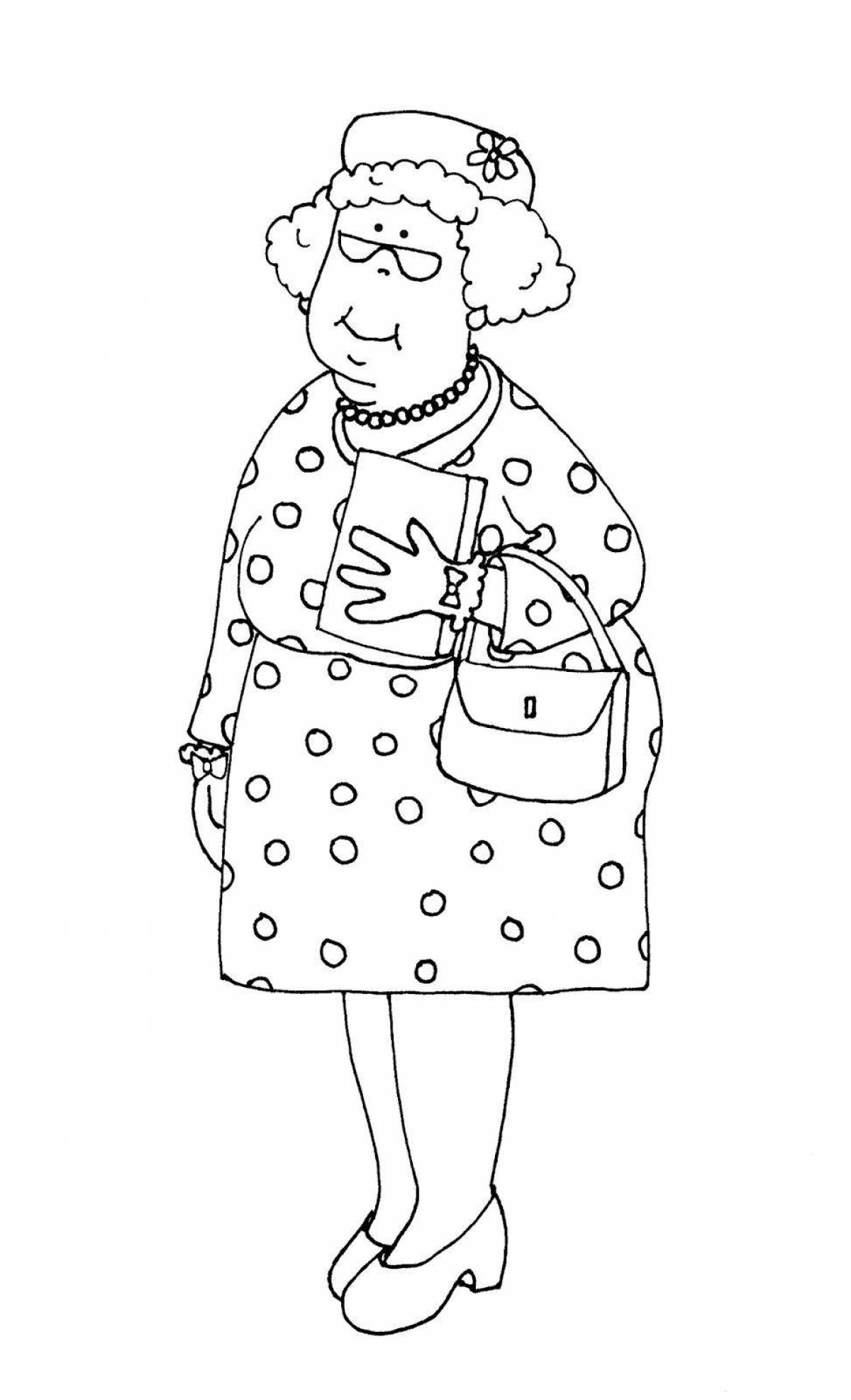 Caring grandmother coloring page
