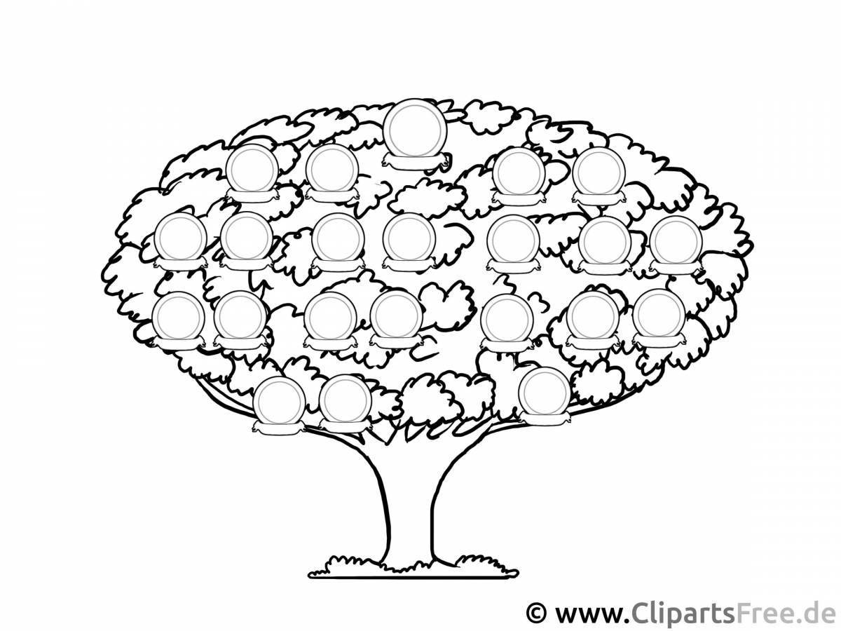Coloring page holiday family tree