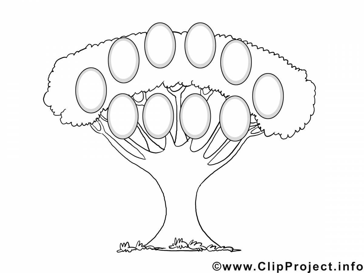Adorable family tree coloring page