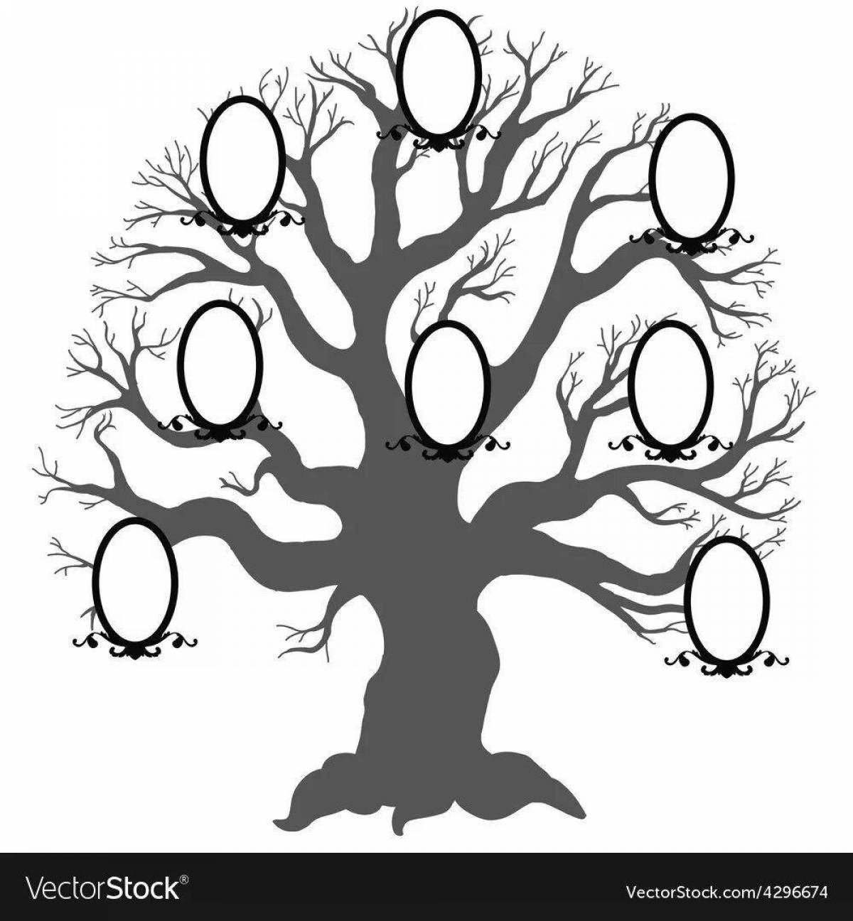 Анимированная страница раскраски «семейное древо»