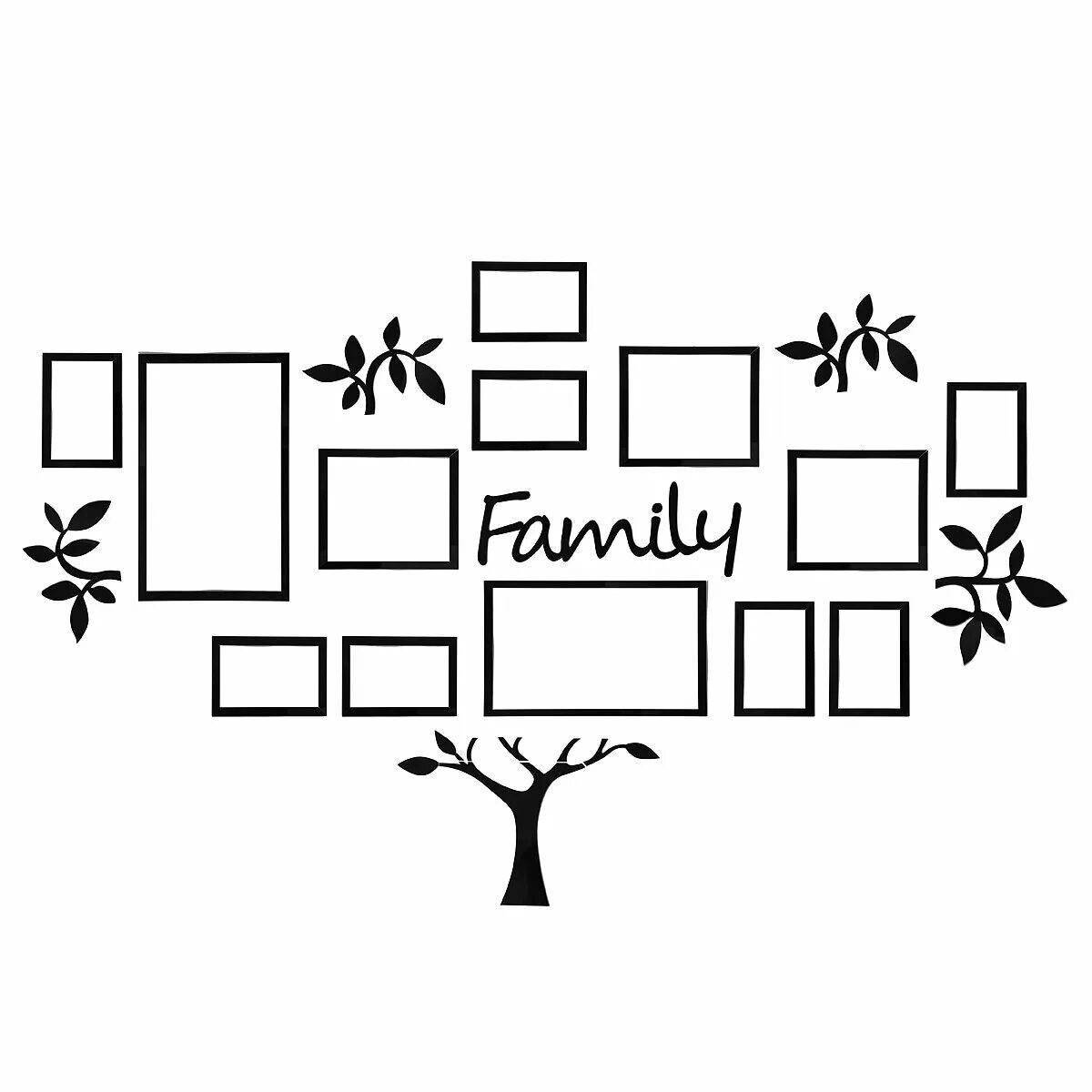 Glitzy family tree coloring page