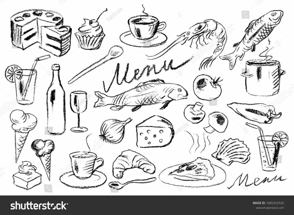 Restaurant menu coloring page