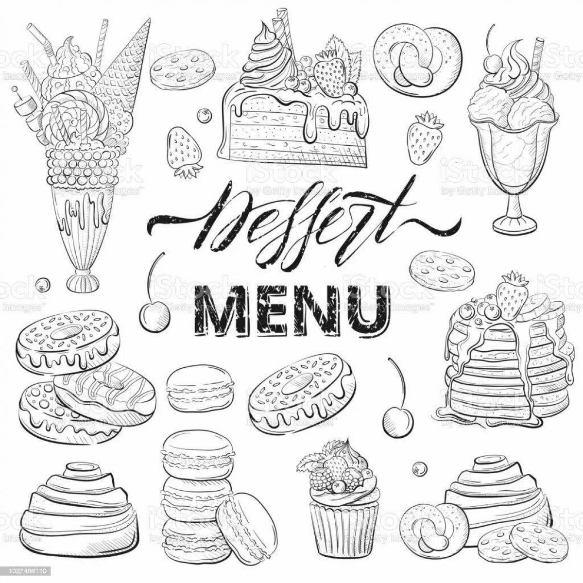 Attractive restaurant menu coloring page