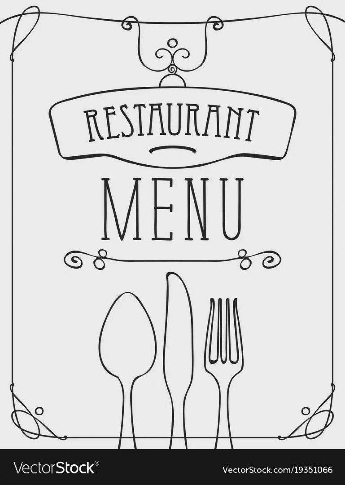 A funny restaurant menu coloring page