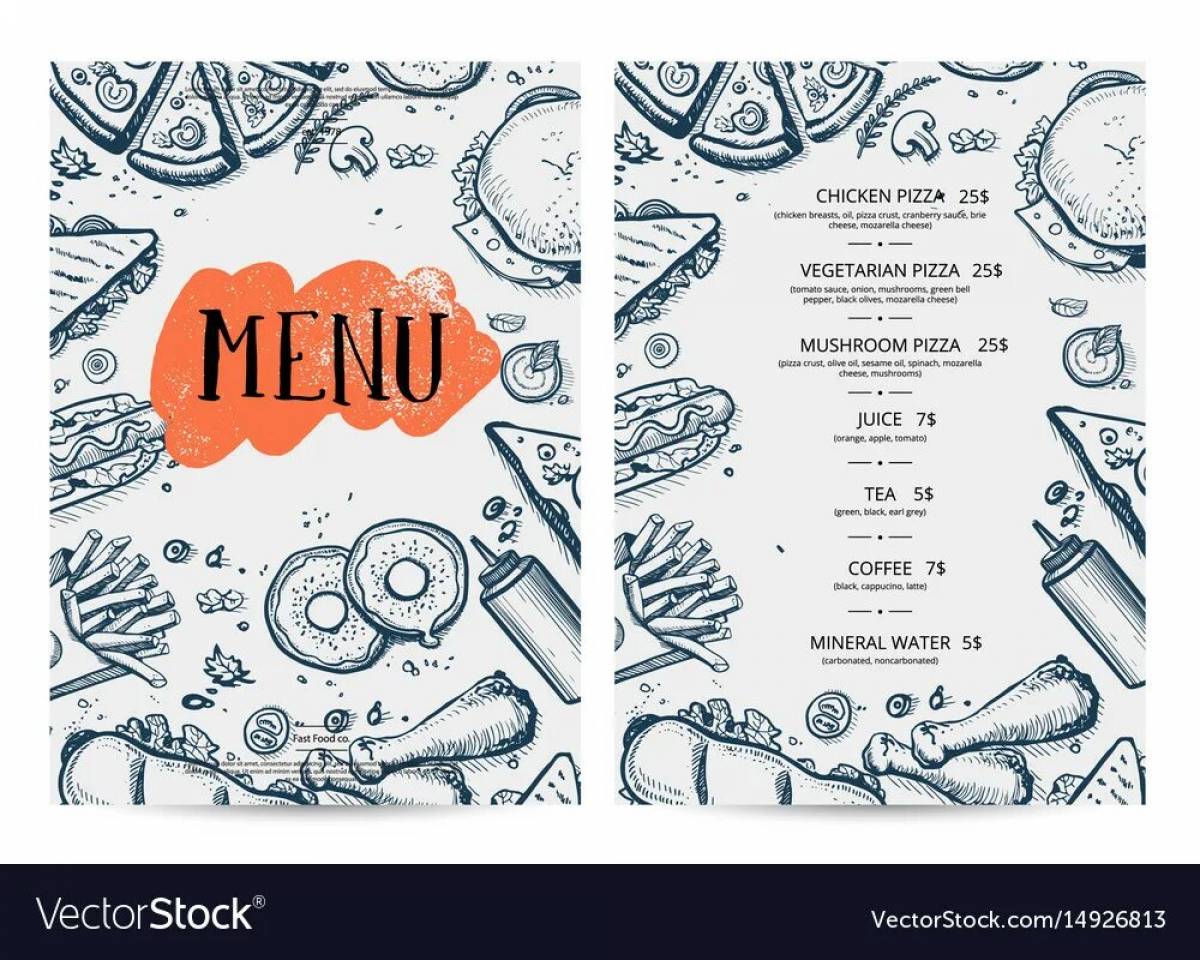 Inspirational restaurant menu coloring page