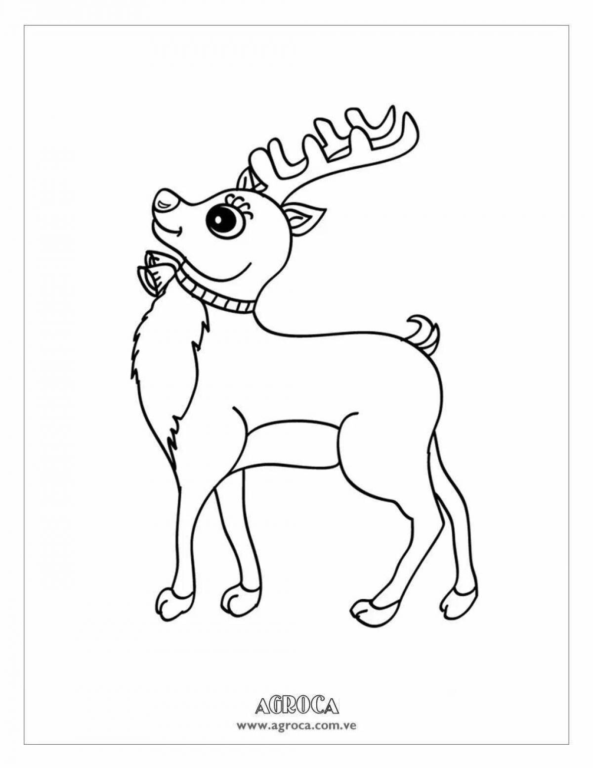Coloring book of a joyful Christmas deer