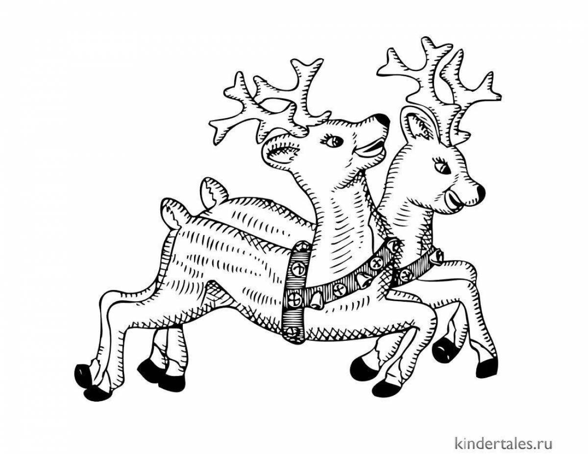 Coloring book shining Christmas deer