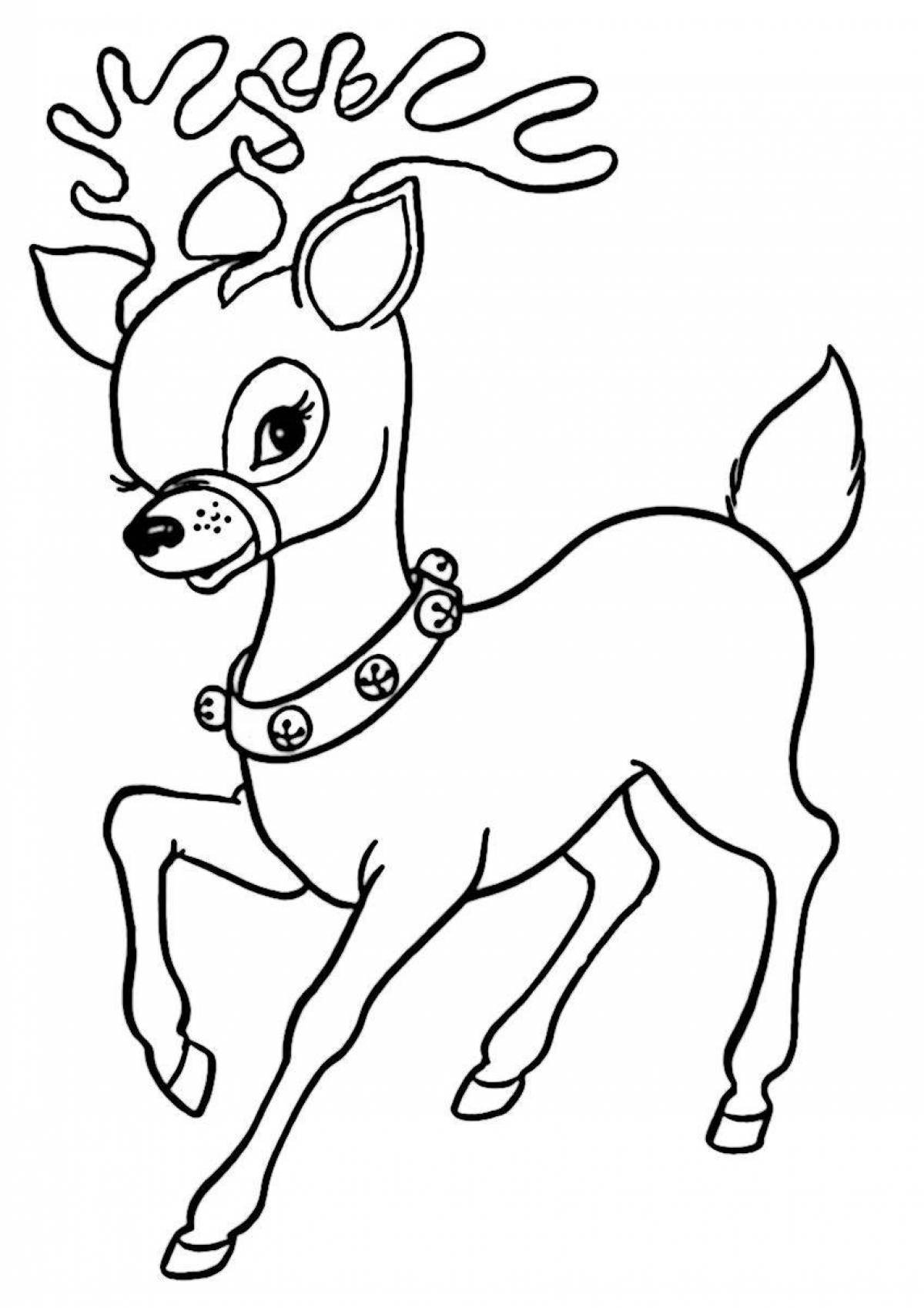 Glowing Christmas reindeer coloring page