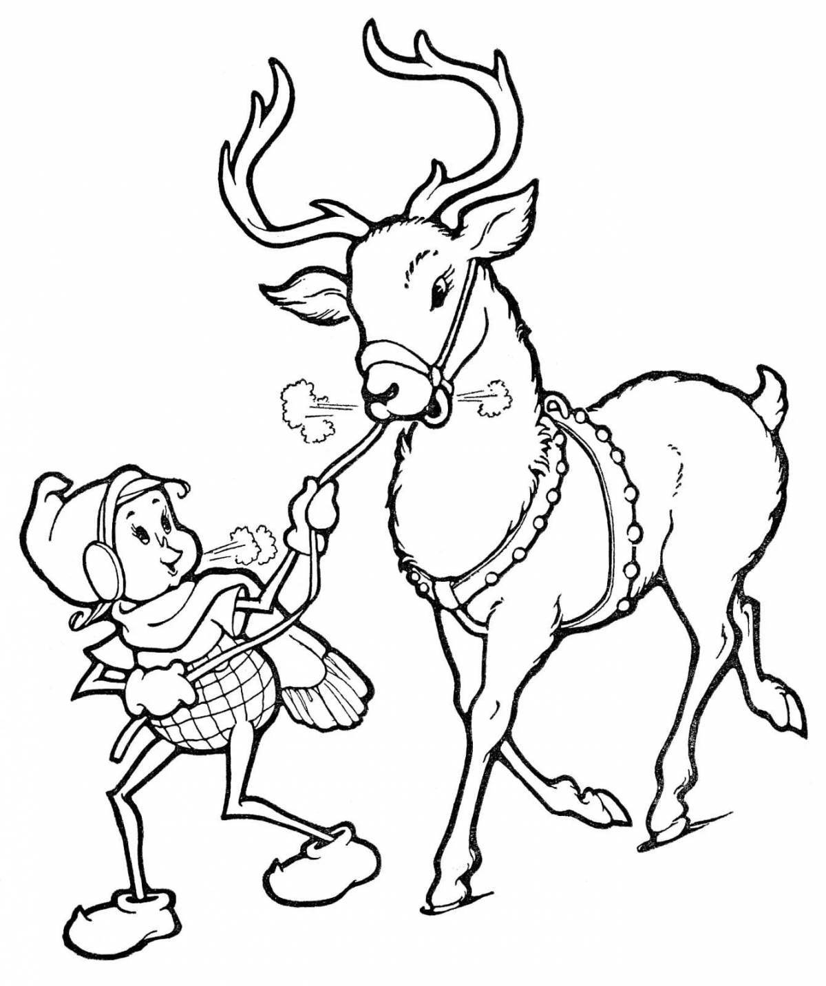 Sparkling Christmas deer coloring page