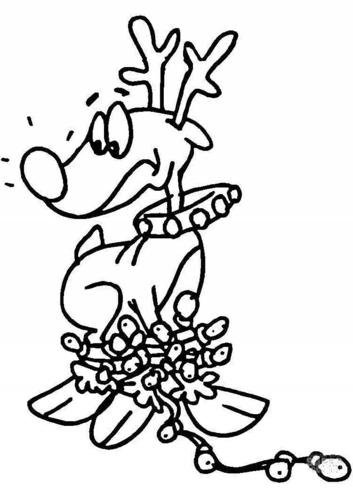 Раскраска Раскраска игривый рождественский олень