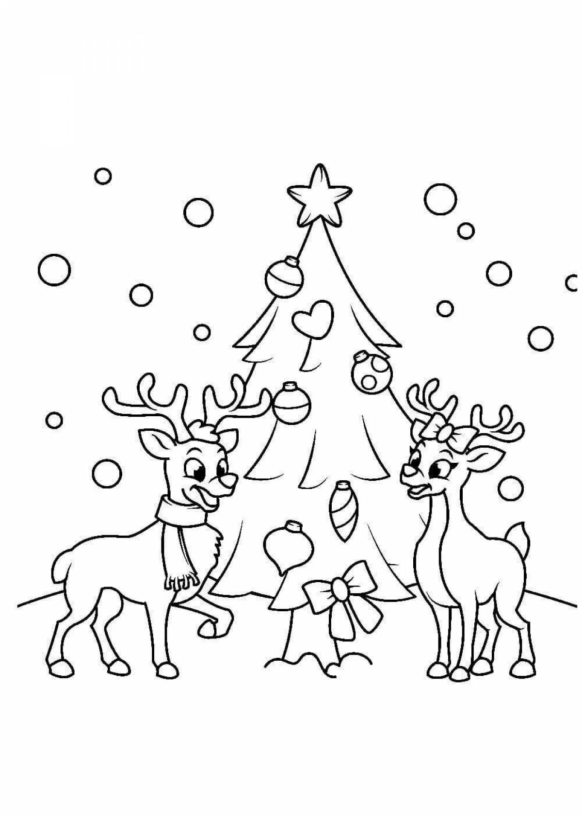 Coloring page nice christmas deer
