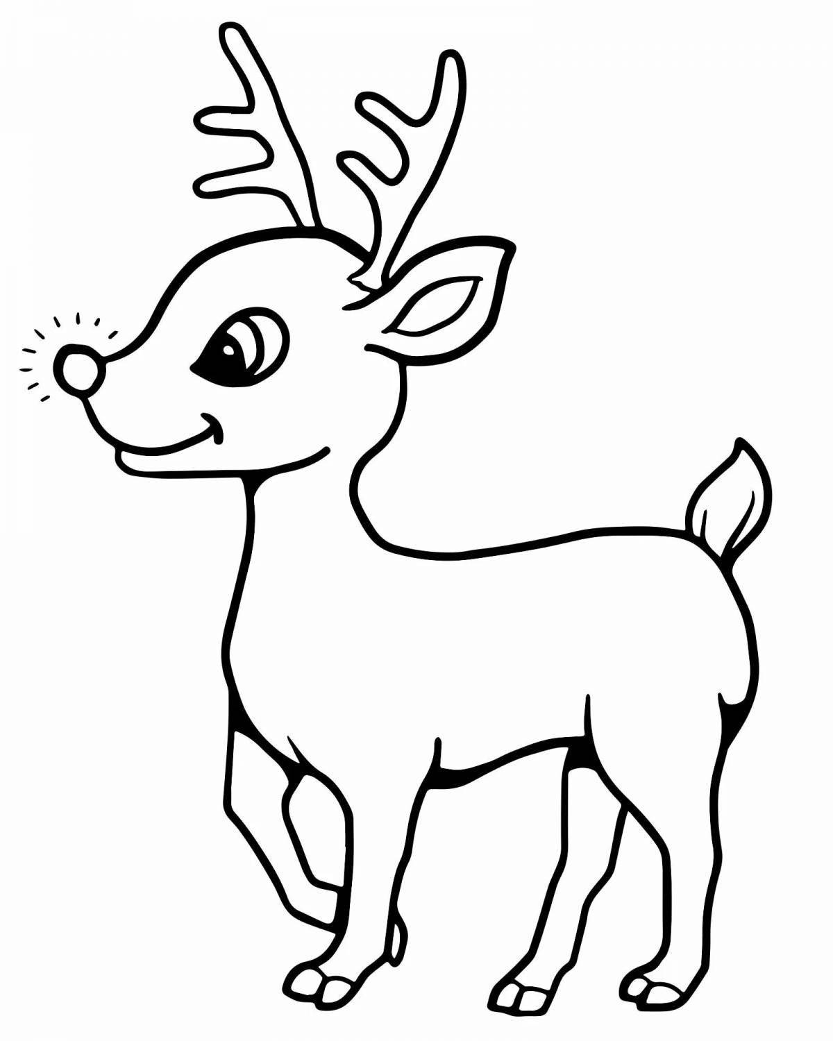 Adorable Christmas deer coloring page