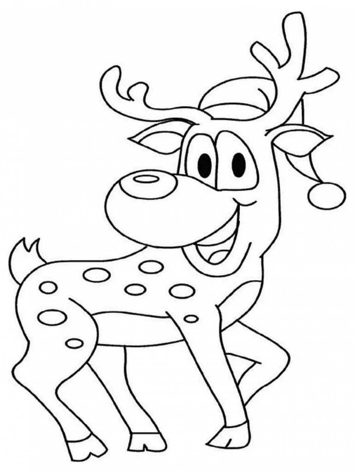 Fancy Christmas reindeer coloring page