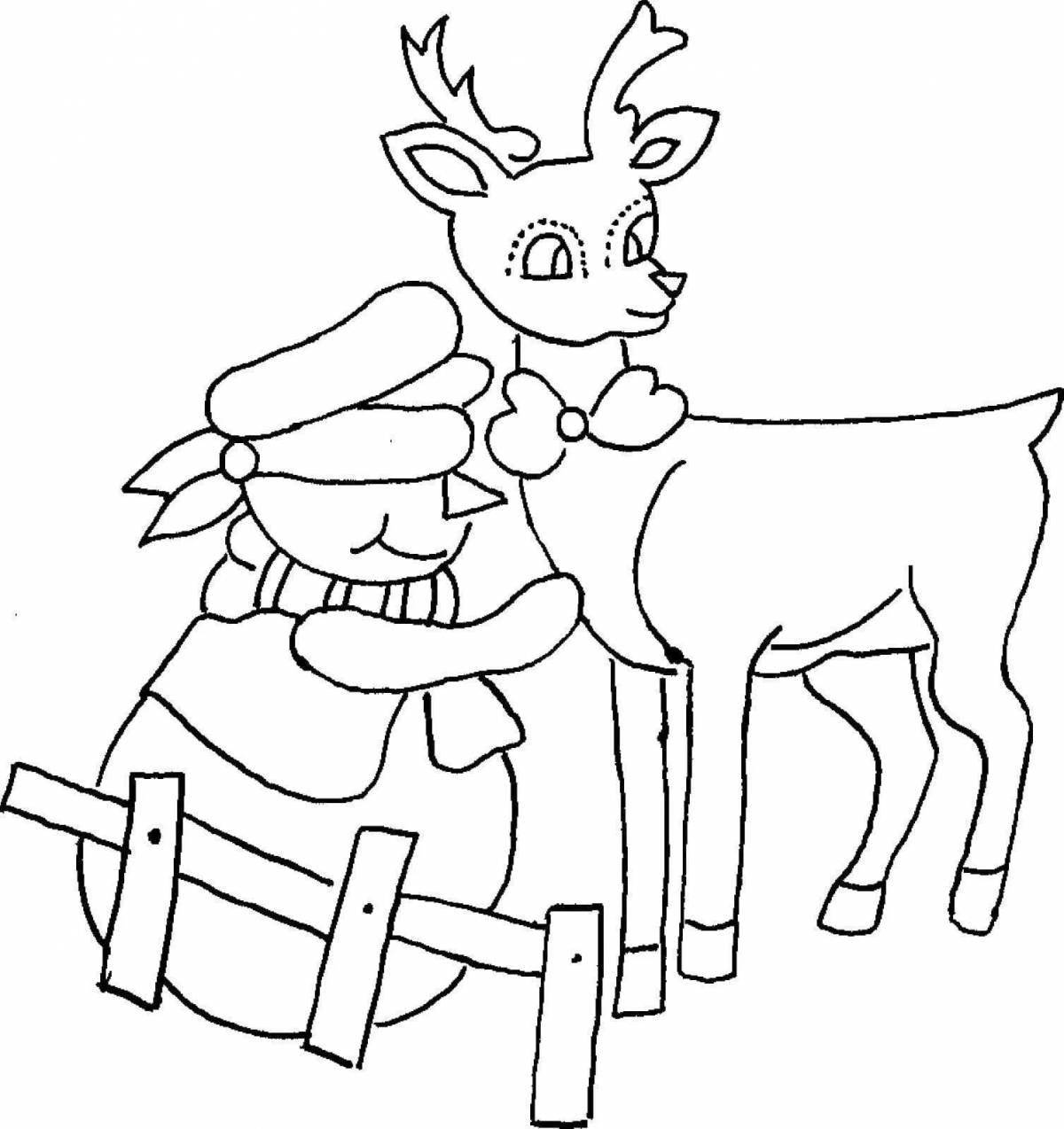 Coloring live Christmas deer