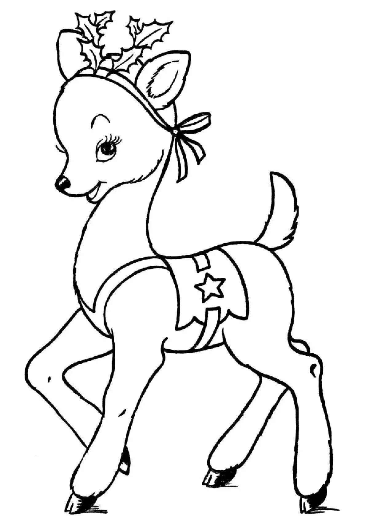 Fabulous Christmas deer coloring page