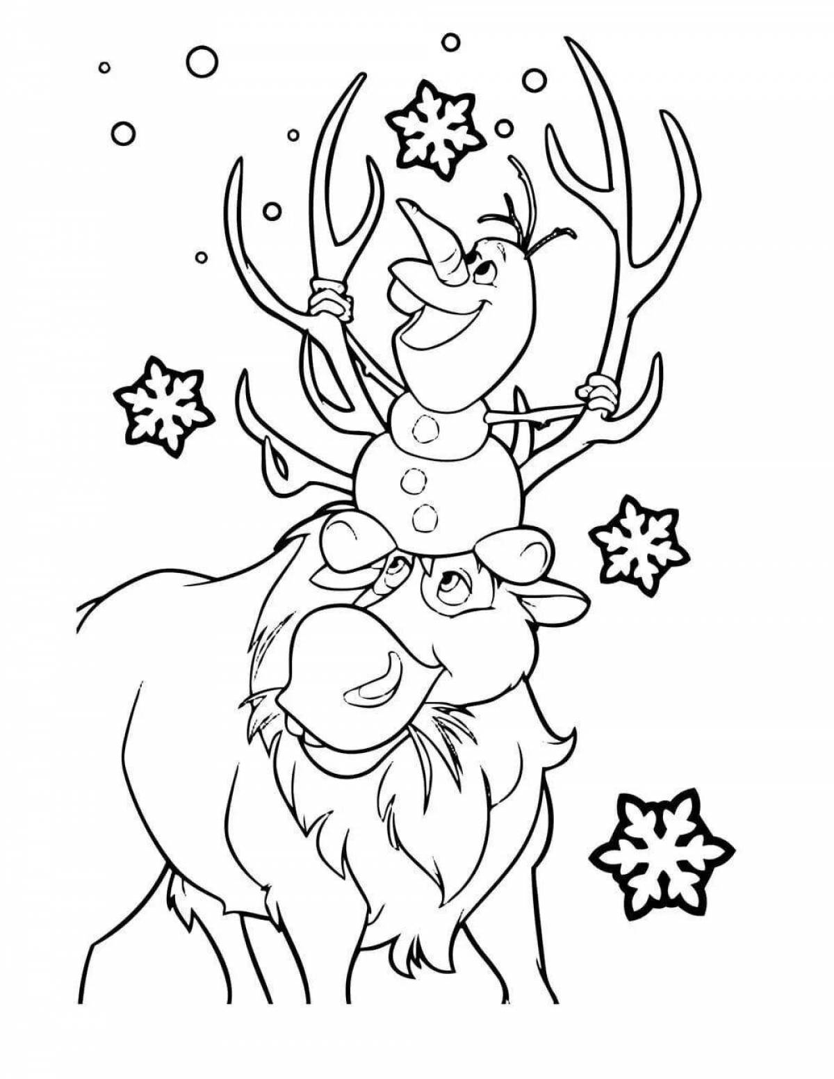 Adorable Christmas Reindeer Coloring Page