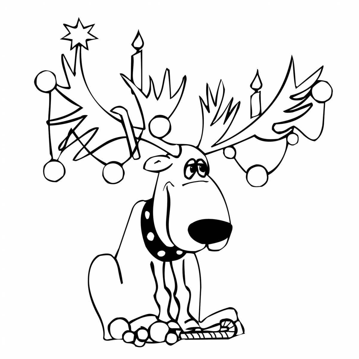 Coloring book a fascinating Christmas deer