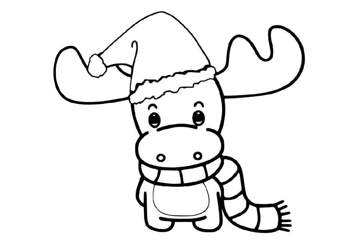 Adorable Christmas reindeer coloring book