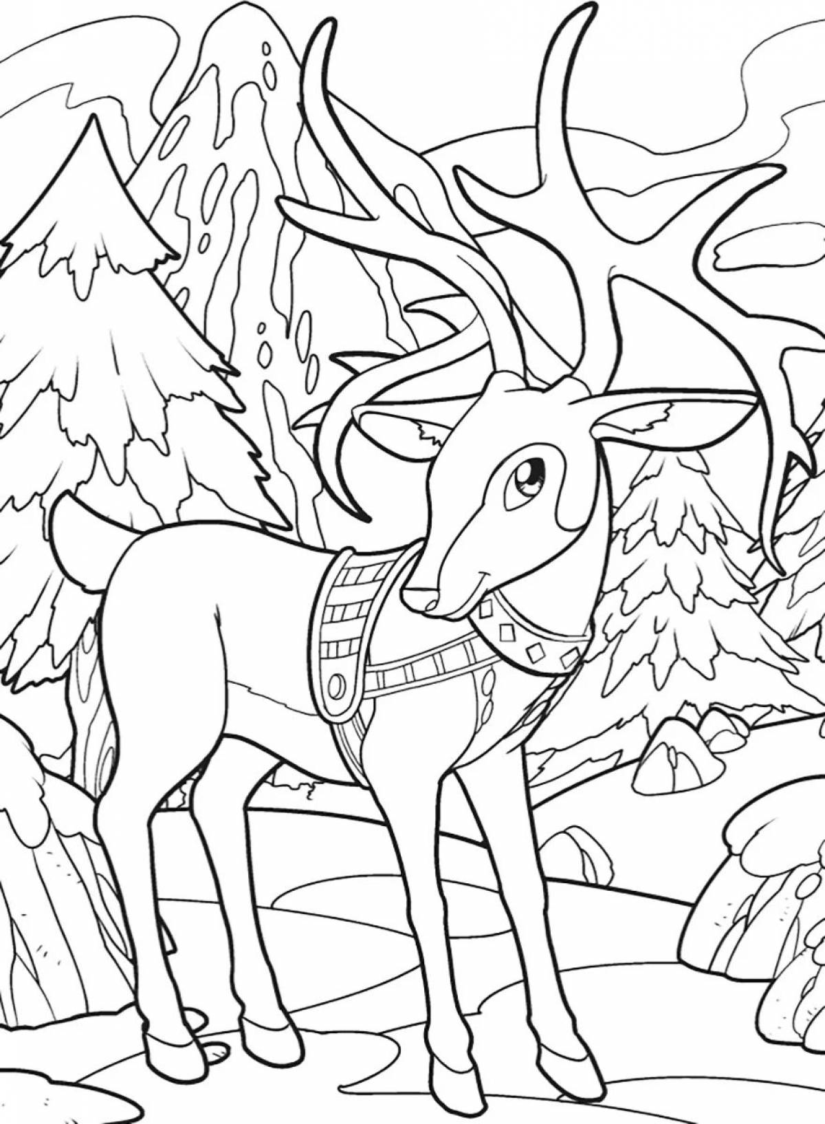 Раскраска Рождественский олень #5