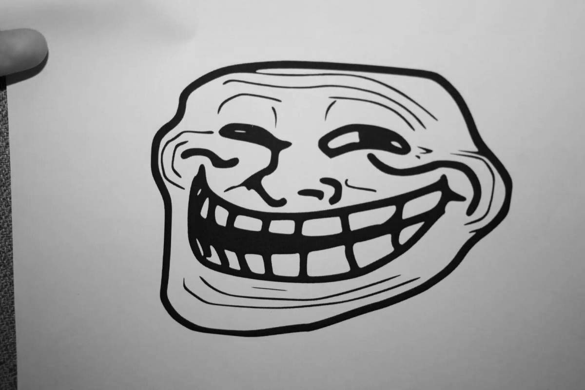 Bright troll face coloring page